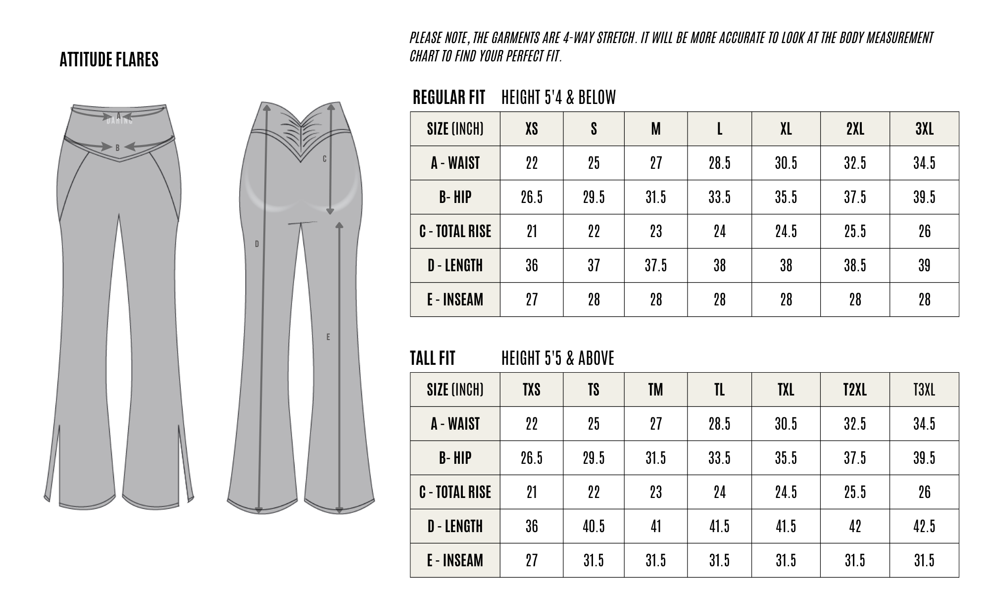 GARMENT MEASUREMENT CHART