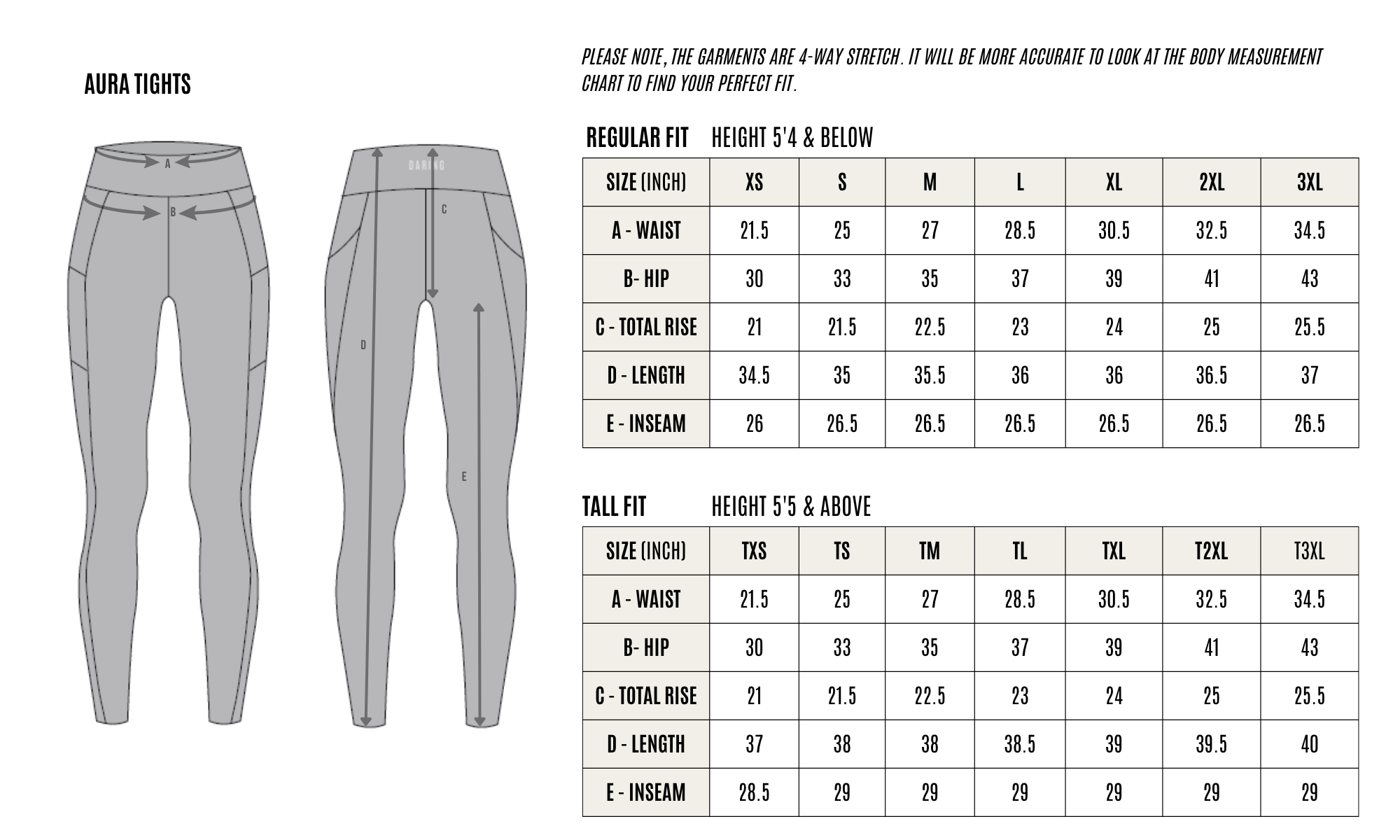 GARMENT MEASUREMENT CHART