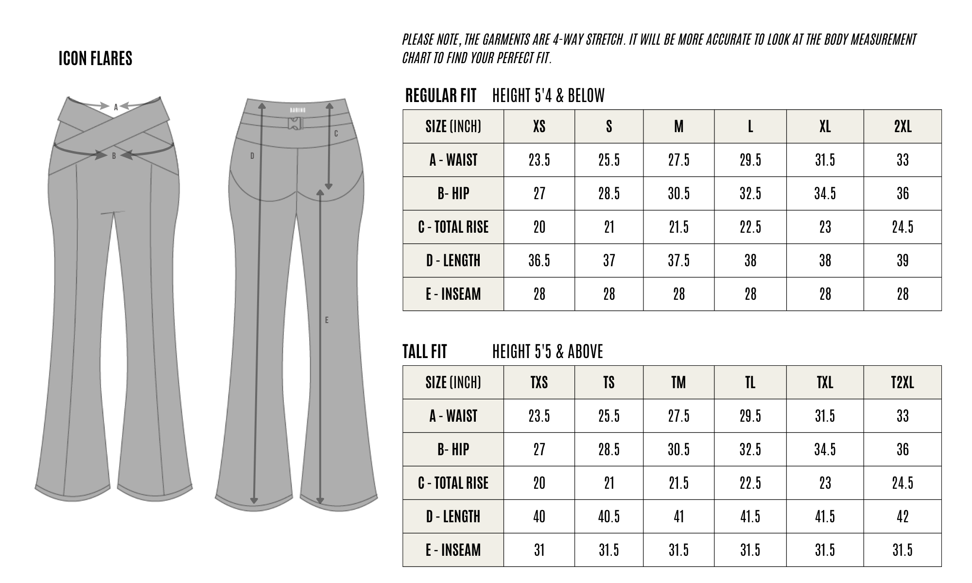 GARMENT MEASUREMENT CHART