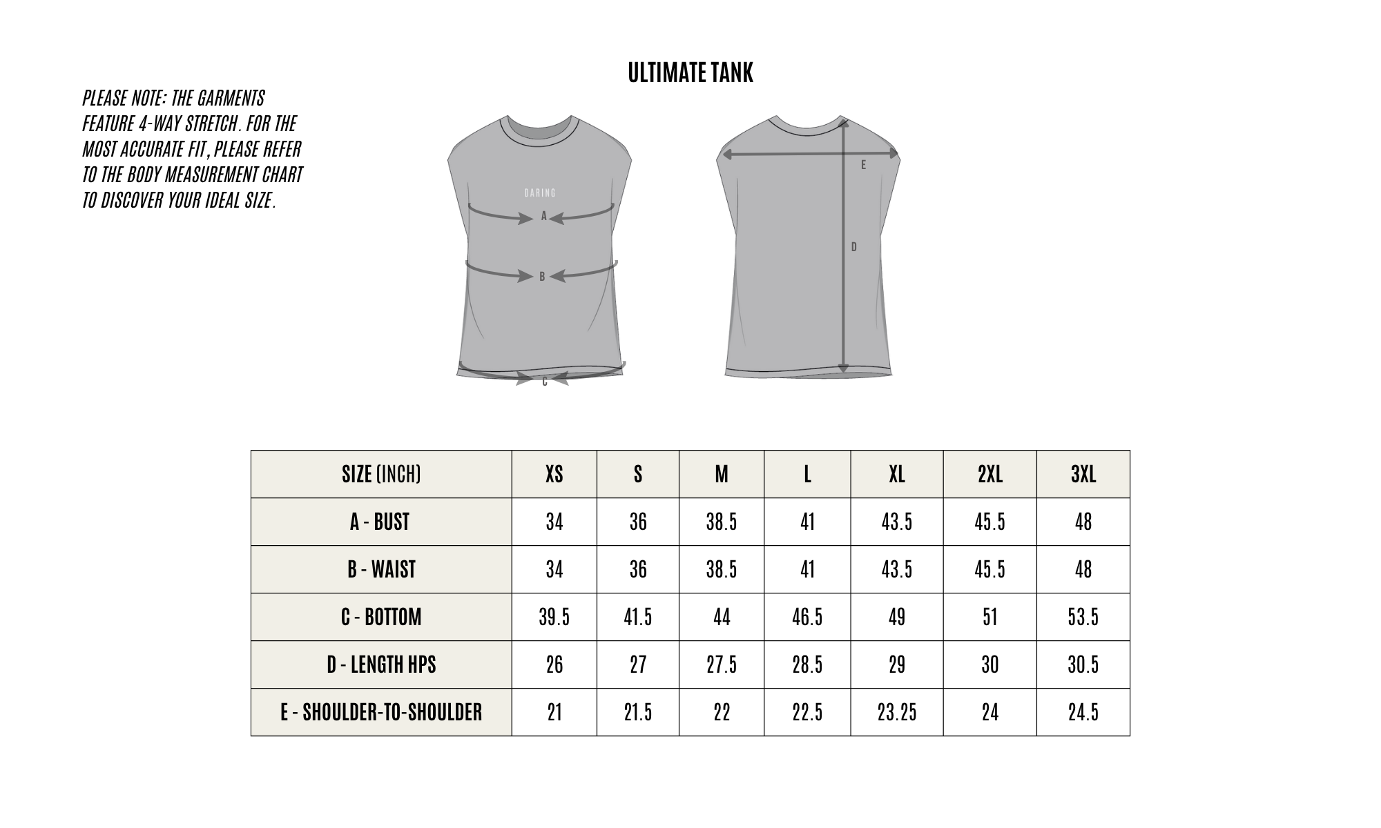 GARMENT MEASUREMENT CHART