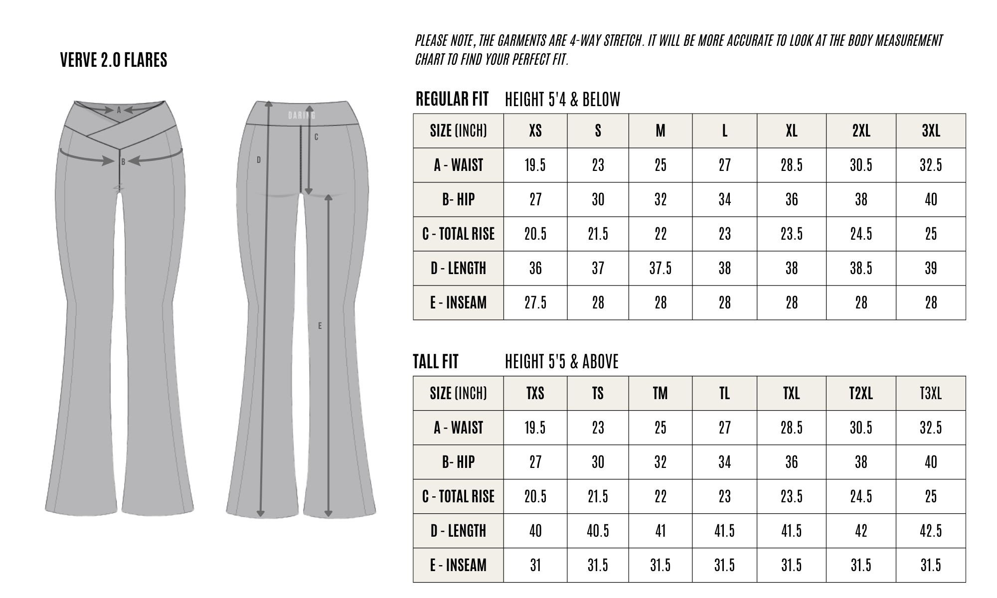 GARMENT MEASUREMENT CHART