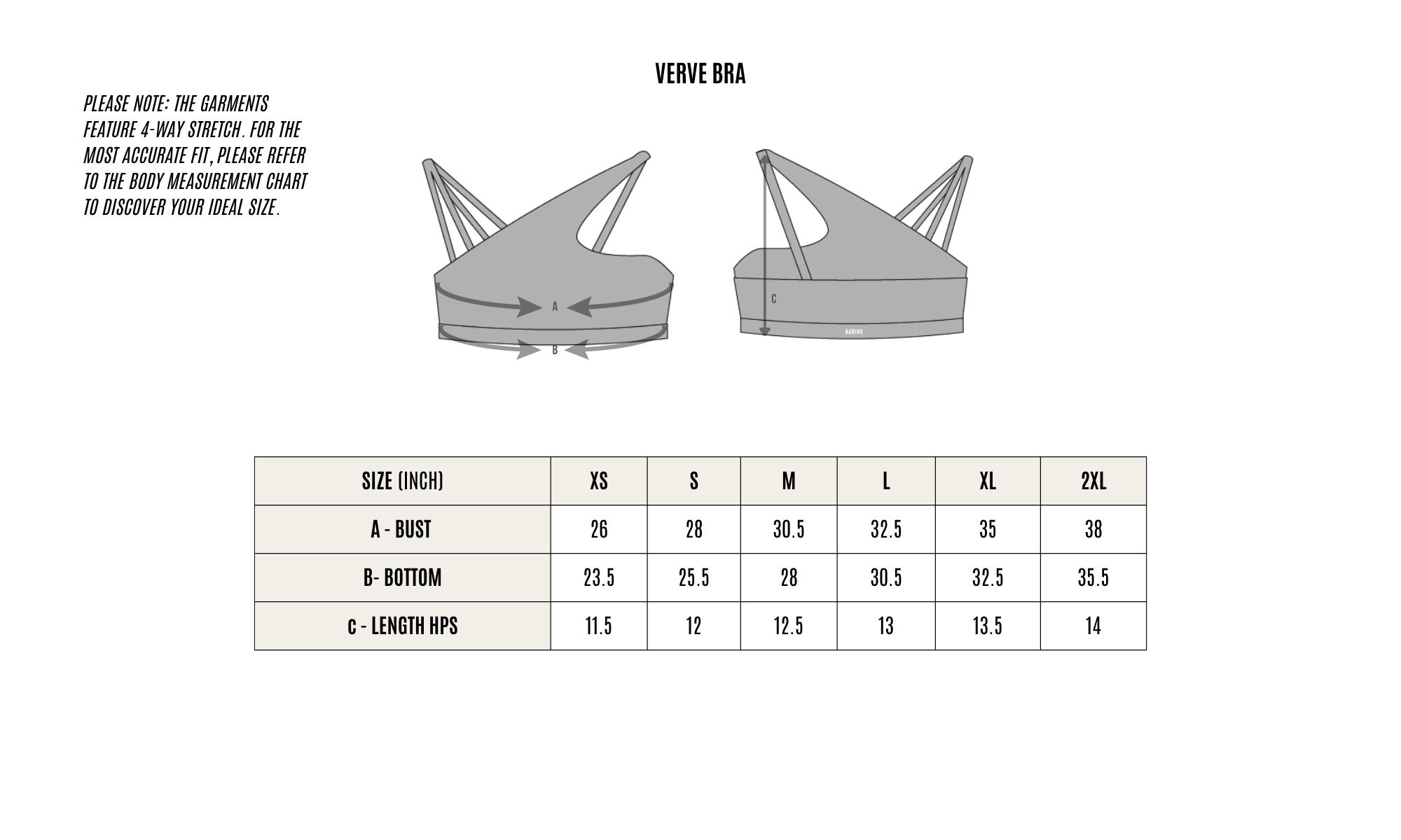GARMENT MEASUREMENT CHART